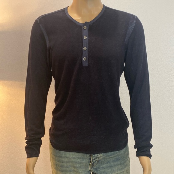 John Varvatos Mens Crewneck Button Long Sleeve Shirt